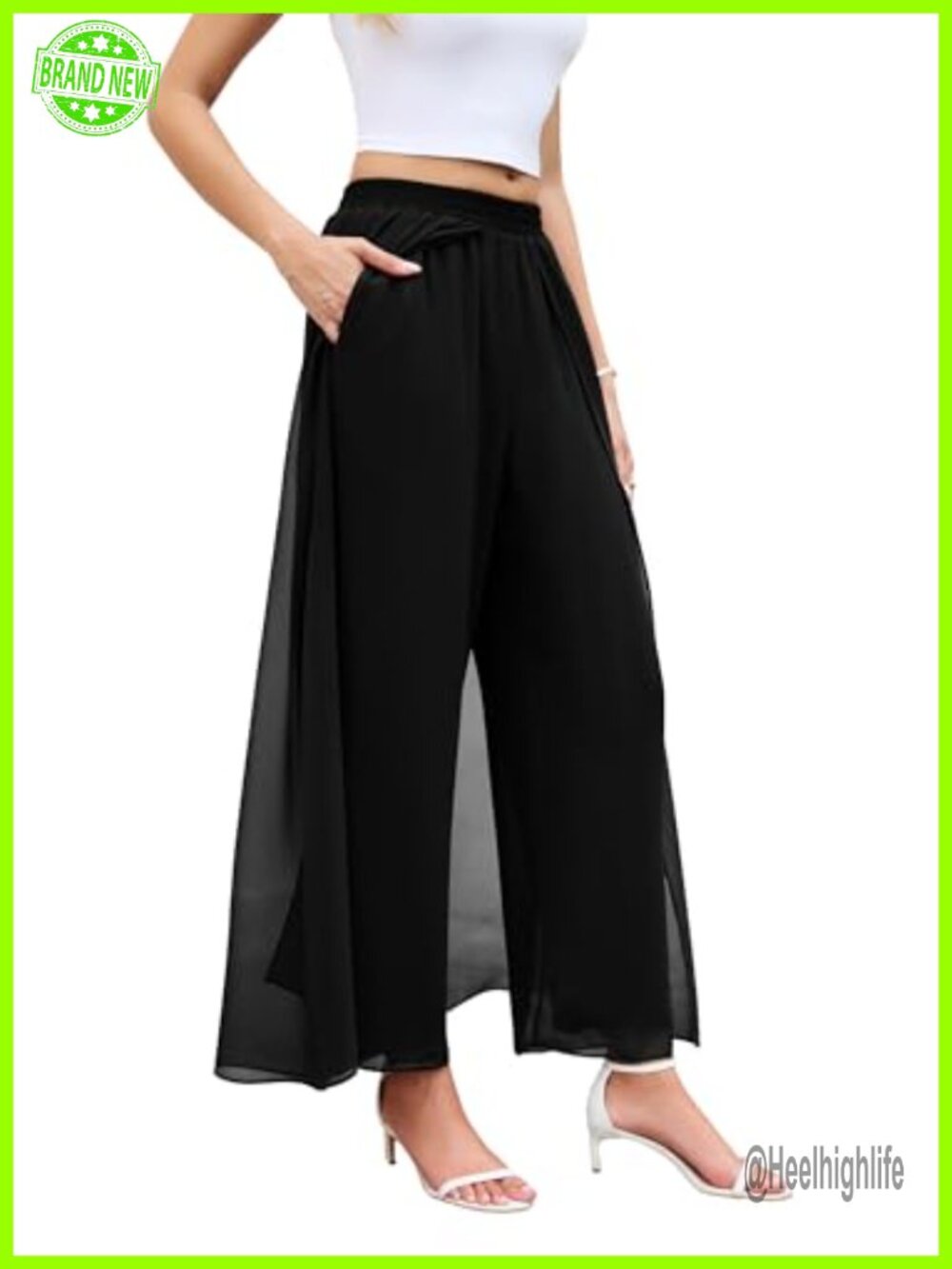 Women's Wide Leg Dress Pants Elastic High Waist Palazzo Trousers